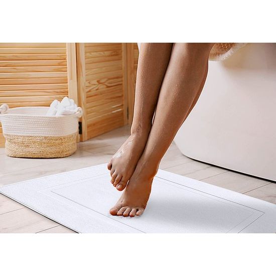 Set van 2 badmatten, salie-groene luxe badmatten van gekamd katoen, 53,3 x 86,4 cm