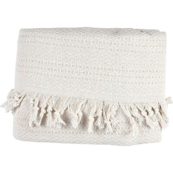 Sprei voor eenpersoonsbed, wit, katoen, banksprei, bankdeken, knuffelige tv-deken, bankdeken, fauteuildeken, omkeerbare deken, bedsprei, bankhoes, zomerdeken, 150 x 200 cm