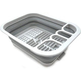 Opvouwbare afdruiprek met afdruiprek, opvouwbare droogrekset, draagbare serviesorganizer, ruimtebesparend keukenopbergvak, grijs, s