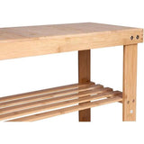 Schoenenrek met bank Bamboe schoenenbank met 2 verdiepingen 70x28x45cm schoenenkast