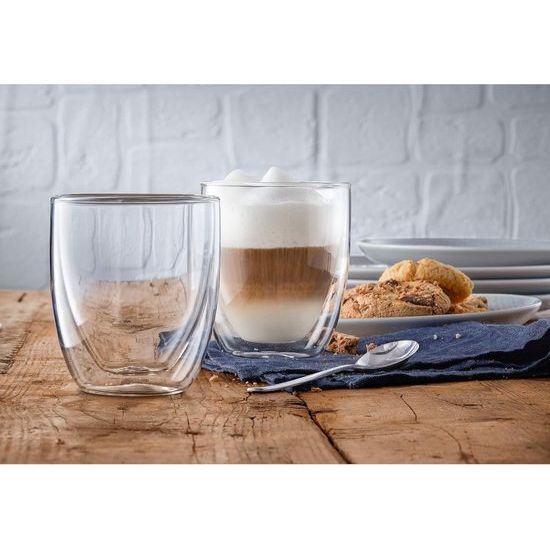 WMF - Luxe dubbelwandige cappuccino glazen - 6-delige set, dubbelwandige glazen 250 ml - zweefeffect, thermoglazen, hittebestendig theeglas, koffieglas