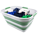 Opvouwbare plastic wasmand 30L Opvouwbare opbergbak Organizer Ruimtebesparende mand Watercapaciteit 24L (1, grijs/donkergroen)