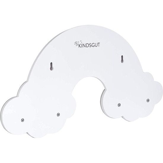 Amelie Regenboog Garderobe voor baby's en kleine kinderen, van hout, hoogwaardige garderobe met 4 haken, eenvoudig design en subtiele kleuren, voor de hal of de kinderkamer,