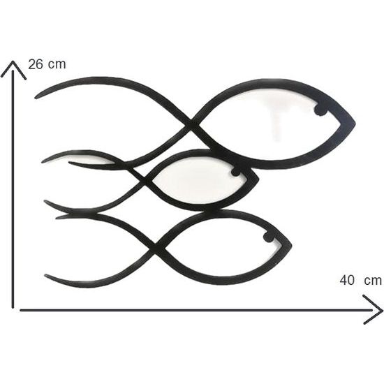 Vis muurkunst, houten vis wanddecoratie, zwarte muursculptuur-ornament, minimalistische muurkunst, hangende decoratie