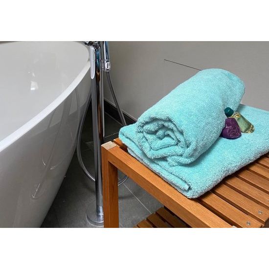 Set van 2 saunahanddoeken, handdoeken, 70 x 200 cm, katoen, azuurblauw