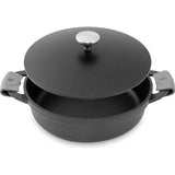 Stoofpan van gegoten aluminium Atavola, diameter 28 cm, hoogte 8 cm, anti-aanbaklaag, serveerpan met deksel, geschikt voor inductie, ovenvast, inclusief gripbescherming van siliconen