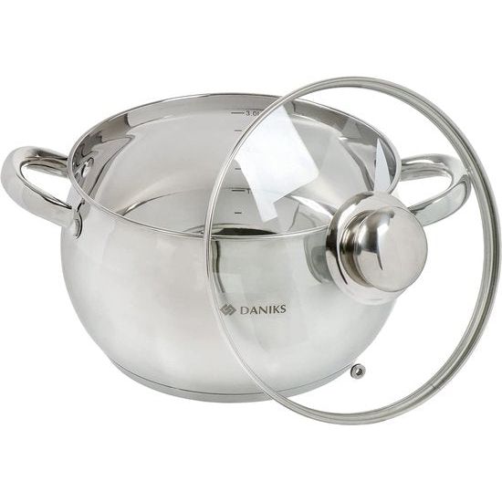 Classic roestvrijstalen kookpan, pastapan met glazen deksel, 16 cm, 1,9 liter, pastapan, soeppan, spaghettipot, zilver