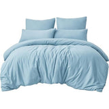 Beddengoed, 220 x 240 cm, 3-delig, lichtblauw, dekbedovertrek 220 x 240 cm, 3-delig, met kussensloop, beddengoedset microvezel met ritssluiting, zacht en strijkvrij