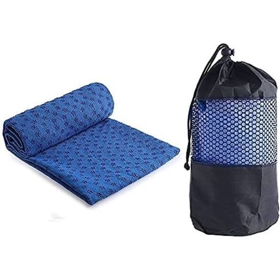 Yoga handdoek antislip - microvezel yogahanddoek sneldrogend - yoga handdoek antislip ideaal voor mat, hot yoga, 183 x 61 cm, blauw - draagbare opvouwbare yogamat handdoek