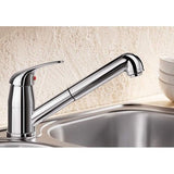 Hogedrukmengkraan met uittrekbare slang, terugslagklep, keramische cartridge, gegarandeerde waterkwaliteit en waterbesparing, chroom