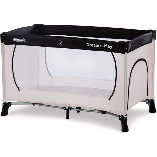 reiswieg Dream N Play Plus, incl. reisbedmatras, draagbaar en opvouwbaar, 120 x 60 cm, beige / grijs