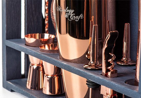 Cocktailshakerset 11-delig. - Cocktailset van roestvrij staal met baraccessoires - koper