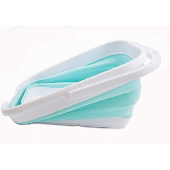 Foldable rectangular, convenient bucket, 12 liters, 1, white/multi-green.
