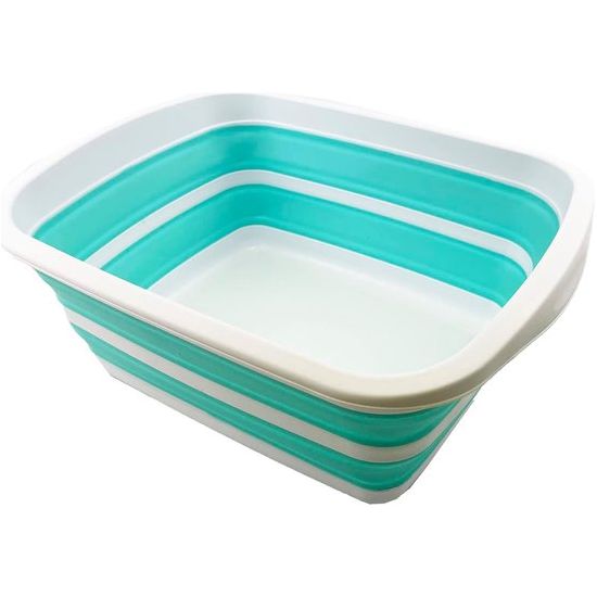 Foldable emmer, 10 l, inklapbaar, draagbaar, ruimtebesparend, gemaakt van kunststof (wit/saliegroen)