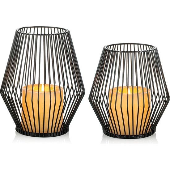 Kerzenstandaard Kaarshouder set van 2, Zwarte metalen kaarshouder voor staafkaarsdecoratie, Vintage kaarsenstandaard voor stompkaarsen, woonkamertafels, kandelaar voor Kerstmis, bruiloft, openhaardmantel.