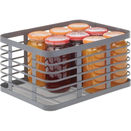 Universele mand voor het hele huis - Metalen opbergmand voor keuken, bijkeuken, badkamer enz. - Compacte en universele draadmand - Set van 3 - Grijs