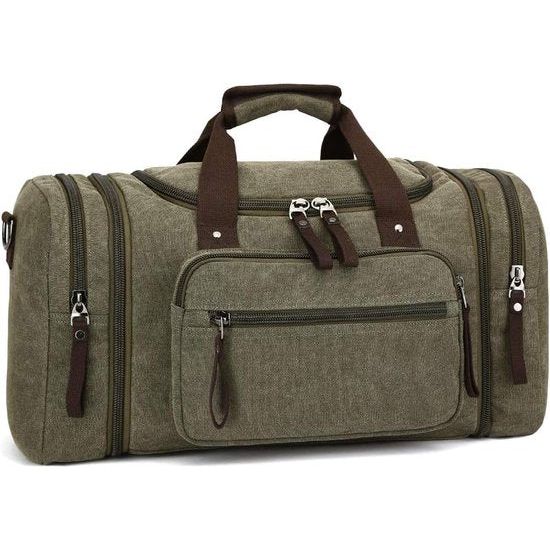 Canvas reistas, weekendtas, sporttas, handbagage voor dames en heren, met grote capaciteit., groen