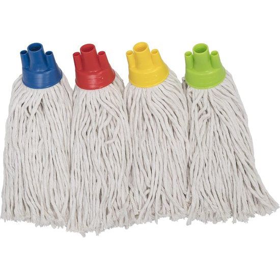 Dweilmop katoenen set, 4 stuks, met robuuste steel, geschikt voor poetsemmers met pers, uit nat en droog dweilen voor de huishoudencollectie