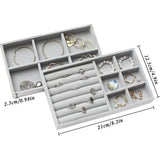 6 stuks fluwelen gevlokte sieraden opberg bowls, sieraden trays organizer, sieraden opslag lade insert voor armbanden, halskettingen, oorbellen, ringen, grijs