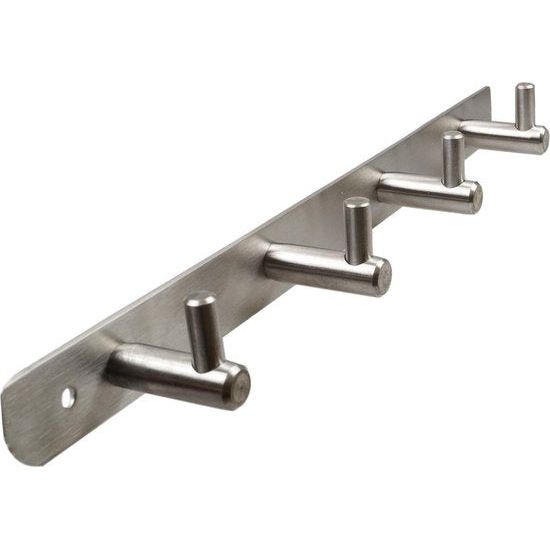 Hakenlijst kledinghaken Geborsteld RVS, kapstok garderobehaken met 1/4/6/8/10 haken, wandhaken, wandgarderobe, keuze uit verschillende lengtes, zilver