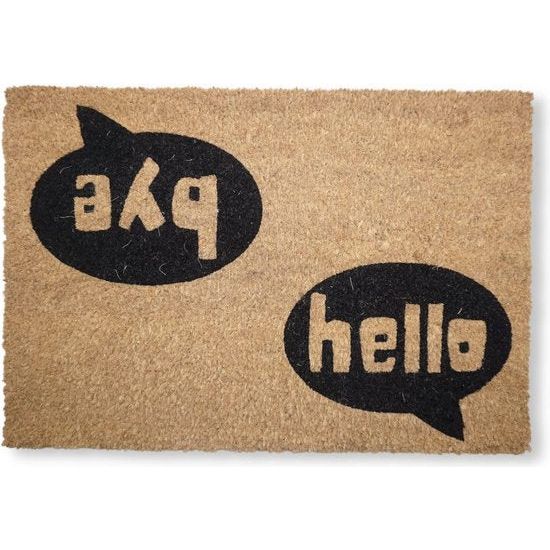 Hello Bye Deurmat voor buiten, kokosvezel met antislip onderkant van pvc, antislip en absorberend, 40 x 60 x 1,5 cm