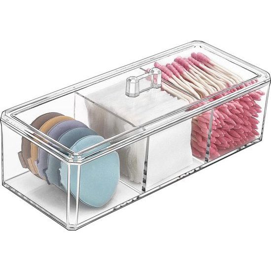 Ladenorganizer, acryl bureaulade-organizer met 3-voudige cosmetica-opslag, make-up-organizer, sieradendisplay voor bureau, ijdelheid, werkblad, transparant