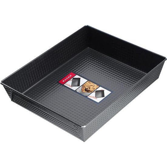 KADAX Rechthoekige bakvorm, bakplaat in 3 maten, hoge blikken randen voor cake, toast, cheesecake, brownie, onderhoudsvriendelijke bakvorm, warmteverdeling (30,5 x 25,5 cm, zwart)