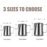 Melkkannetje roestvrij staal, 350 ml 600 ml melkkan met latte art pen, melkschuimkannetje, melk, voor espresson, cappuccino en laté, koffie barista accessoires, zilver