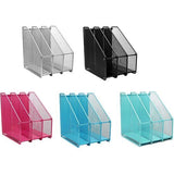 EXERZ Tijdschriftmap/Grid Metal Triple Desk File Holder - 3 Divisies A4 Documenten/Opslagmap/Map/Organizer/Tijdschrift Boekensteun (Roze)