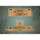 Uitschuifbare houten badplank 70-105 x 23 x 4 cm - bamboe badkuip met standaard en pen voor tablets en telefoons - wijnhouder badkuip - badtafel - tablethouder badkuip