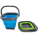 5 l opvouwbare rechthoekige praktische mand/emmer (grasgroen + cerulean (set van 2))