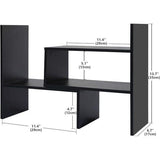 Boekenkast klein bureau-organizer, boekenkast, boekenkast van hout, verstelbaar boekenkast, uittrekbaar staand rek voor kantoorbenodigdheden, wooncultuur en keuken, zwart