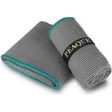 Microvezel handdoek met structuur - light, compact, quick, XXL - badkamerhanddoeken, rijsthanddoeken, sporthanddoeken (grijs/turquoise), 160x80