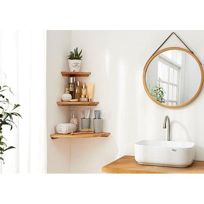 Homode Hoekwandplank, zwevende hoekplank, set van 4 houten hangende hoekplanken met draadgat voor badkamer, woonkamer, kantoor, wit Homode Hoekwandplank, zwevende hoekplank, set van 4 houten hangende hoekplanken met draadgat voor badkamer, woonkamer, kantoor, wit
