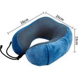 Nekkussen set met 3D slaapmasker en oordopjes - afneembare overtrek - traagschuim - ritssluiting - incl. opbergtas - reiskussen - kleur naar keuze (blauw)