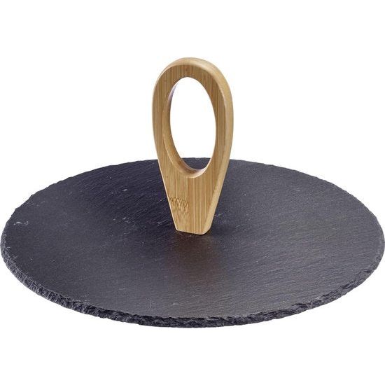 Serveerschaal - Stijlvolle serveerschaal voor snacks en hapjes, ideaal voor de eettafel of buffet, dienblad met coating - leisteen, diameter 30 cm