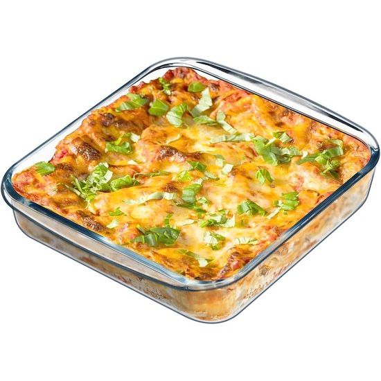 Ovenschaal glas, lasagne ovenschaal, ovenschaal klein, transparant, 21 × 21 × 5 cm (1,6 l)