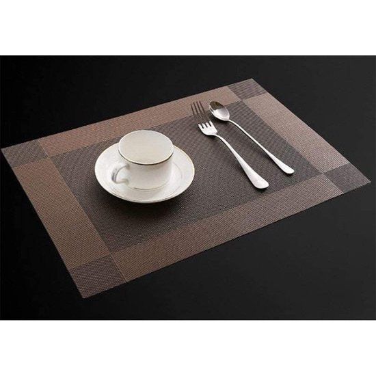 Set van 6 placemats, 30 x 45 cm, antislip, afwasbaar, gemaakt van pvc, hittebestendig, kwetsbaar en wasbaar, voor keuken en eetttafel