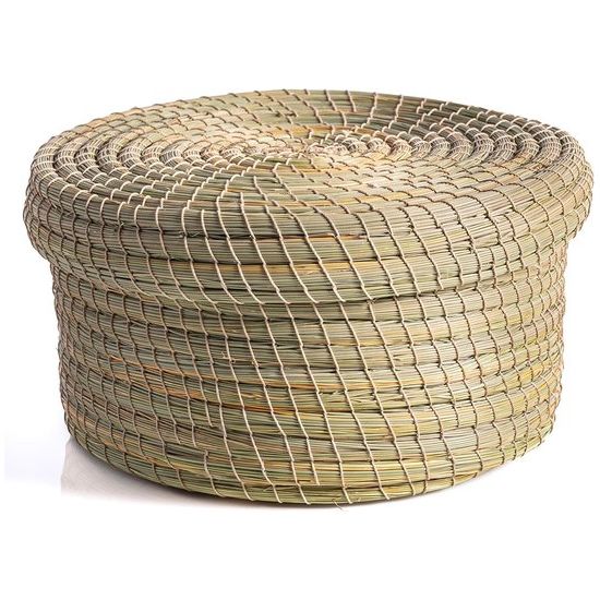 Opbergmand met deksel - 22 x 22 x 11 cm - Handgemaakte decoratiemand en dienblad - Voor opslag in de badkamer - Perfecte opslag van speelgoed - Deksel dient als dienblad