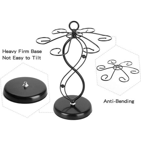 Tafelblad wijnglashouder, staand wijnrek, glashouder voor glaswerk of beker, metalen rek opslagdecoratie voor keukenbar restauranttafel, zwart met 6 sleuven