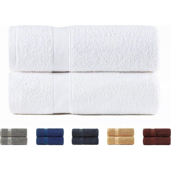 2 x grote badhanddoeken 100% katoen 550 gsm extra zacht absorberend en sneldrogend 100 x 150 cm wit