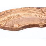 Olijfhout snijplank, houten plank, serveerplank, steakplank, kaasplank, olijfhout plank met sapgoot, natuurlijke snede ca. 2 cm dik (39-42 cm)