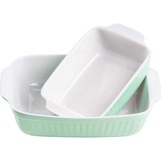 Ovenschaal set, keramiek KITCHEN TIME groen, 33 x 24 x 8 cm / 25.5 x 16 x 7 cm