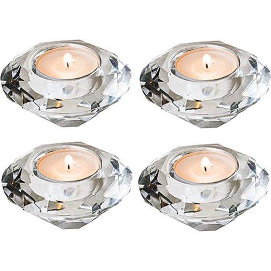 Theelicht kandelaar 4 stuks theelichthouders glas votief kristal kandelaar diamant bruiloft tafel tafelopzetstuk decoraties Kerstmis verjaardag party geschenken voor mama