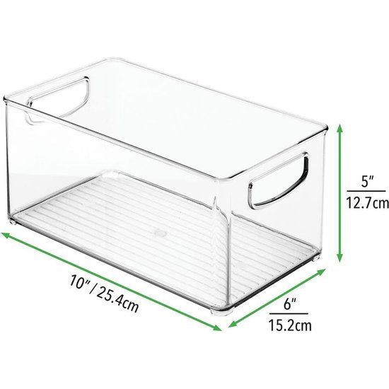 Opbergdoos met handgrepen - praktische koelkastdoos voor het bewaren van voedsel - plank van BPA-vrij plastic voor de keuken of koelkast - transparant