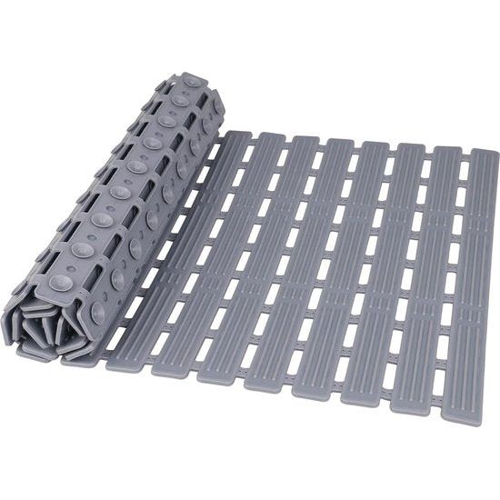 Antislipbadmat 90 x 40 cm: machinewasbare douchemat met zuignappen Opvouwbare veiligheidsbadmat van TPE - antislipmat voor badkuip met snelle afvoer (donkergrijs)