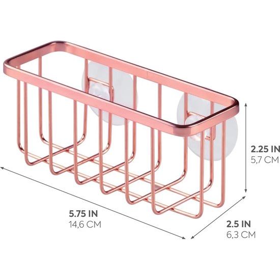 Caddy Gootsteenkorf met zuignap, roestvrij staal, koperkleurig, Normaal Caddy gootsteenkorf met zuignap, gemaakt van roestvrij staal, in een koperkleurige uitvoering, normale grootte.