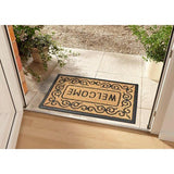 Kokosmat voor binnen en buiten, vuilvangmat, naturel, kokosmat voor buiten, weerbestendig en antislip, voor hal, terras, entree, 45 x 75 cm