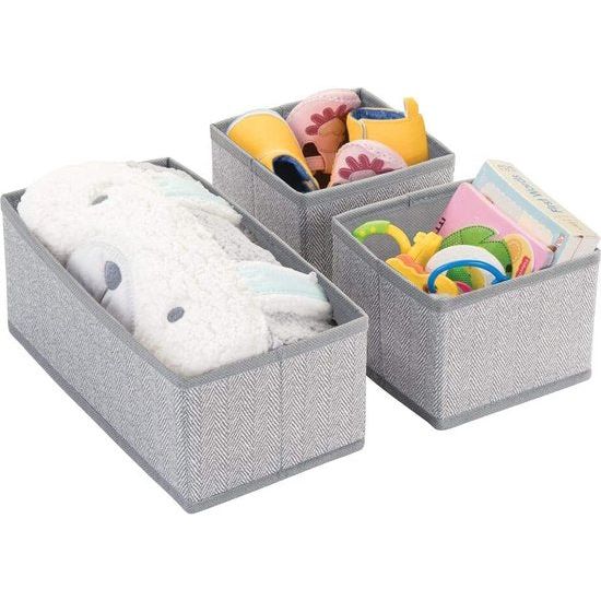 Set van 3 opbergdozen voor kleding, babyspullen enz. – kinderkamer opbergdoos van stof – kinderkast organizer – grijs