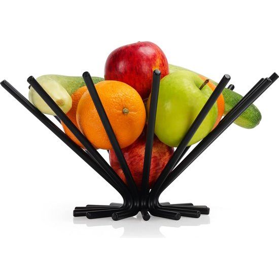 Belle Vous Zwart Ijzeren Fruitschaal - Grote Decoratieve Keuken Kom Standaard voor Appels, Bananen, Sinaasappels en Brood - Houder voor Keukenblad Opslag en Tafeldecoratie